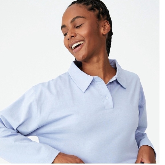 COTTON ON BODY WOMEN'S POLO LONG SLEEVE TOP BLUE SIZE S - Picture 4 of 6